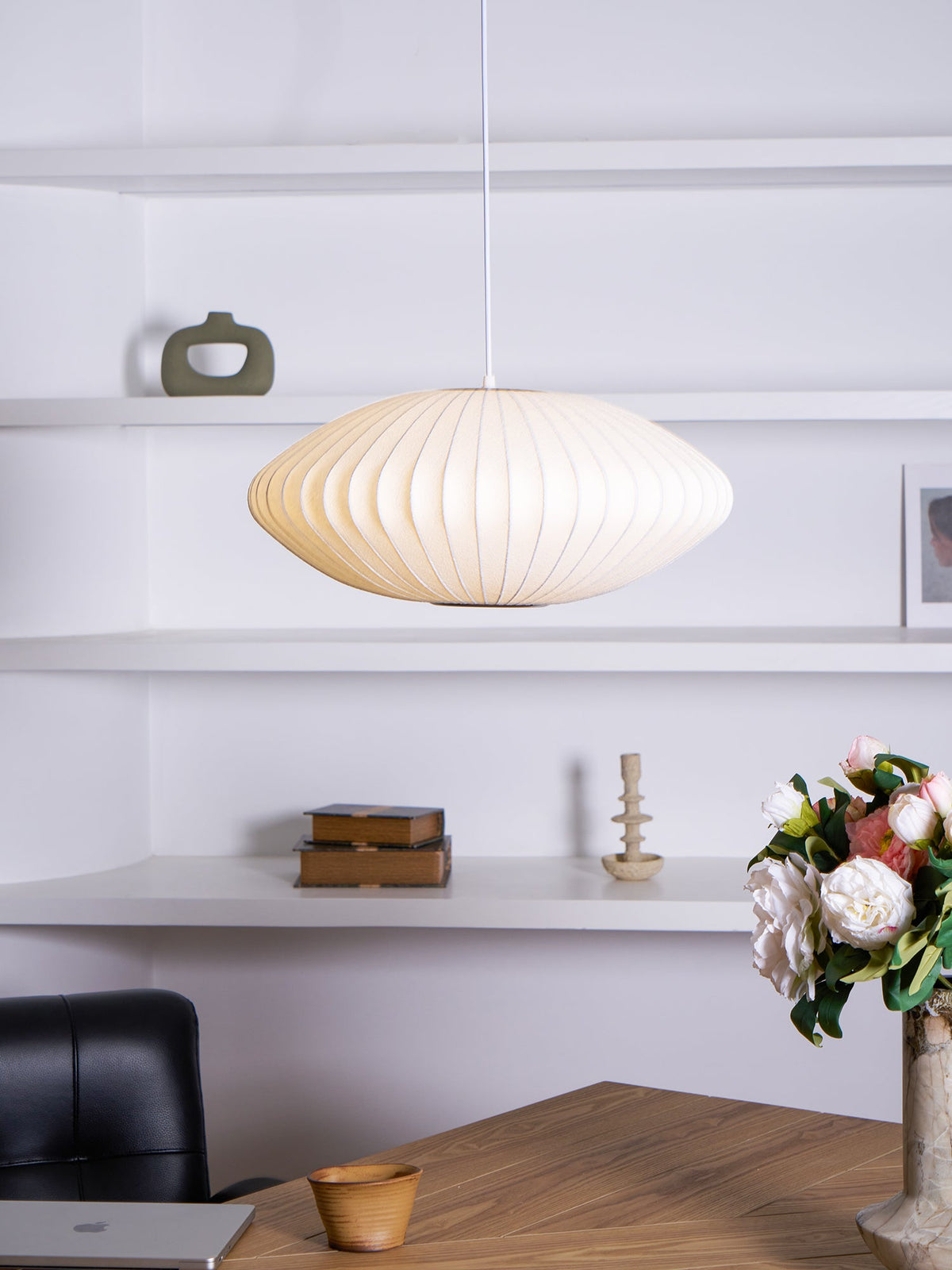 Silk Bubble Pendant Light, Mid Century Bubble Lamp Shade