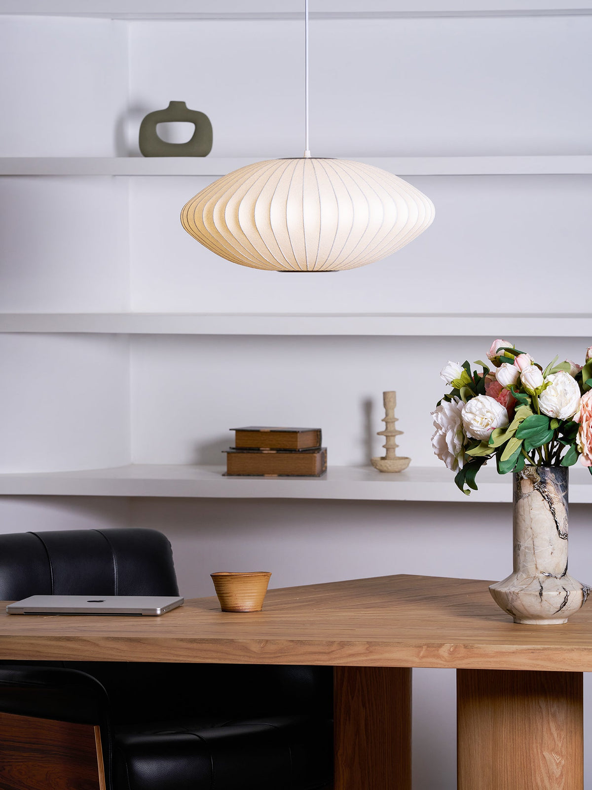 Silk Bubble Pendant Light, Mid Century Bubble Lamp Shade
