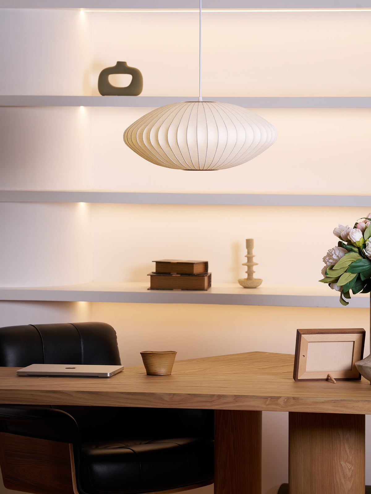 Silk Bubble Pendant Light, Mid Century Bubble Lamp Shade