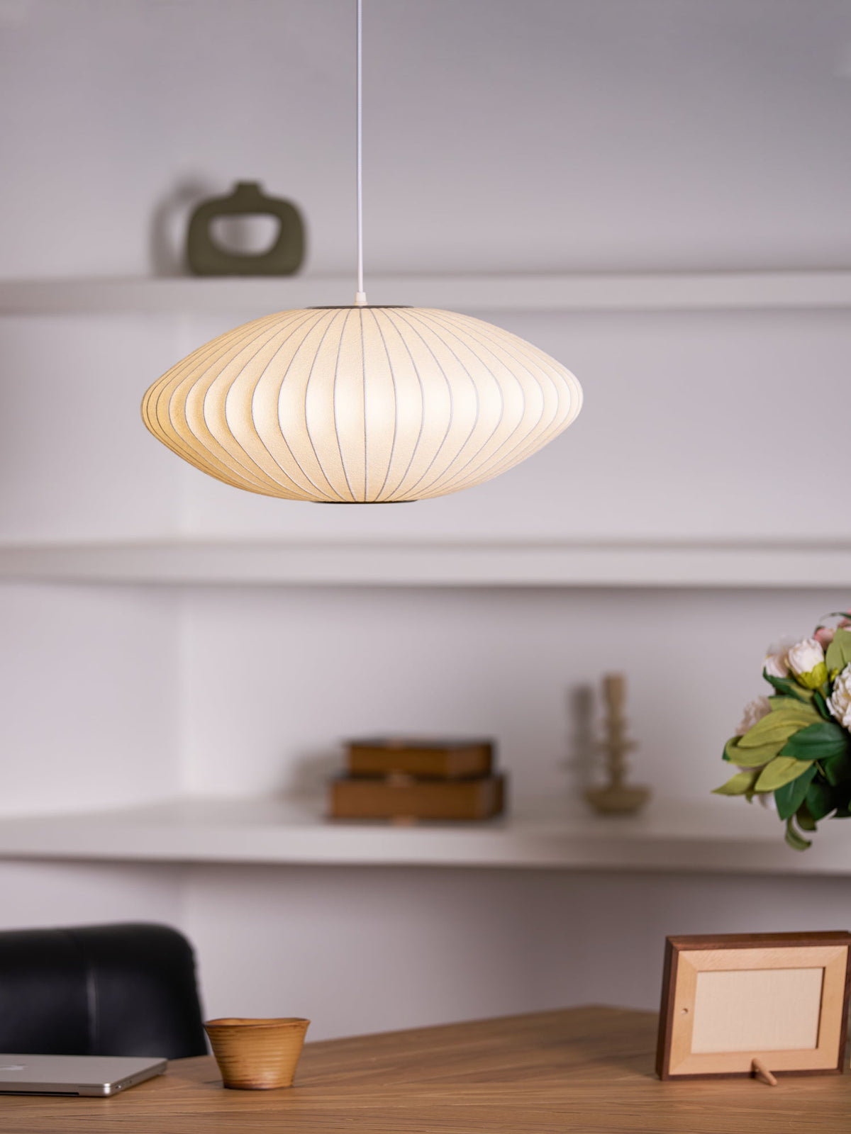 Silk Bubble Pendant Light, Mid Century Bubble Lamp Shade