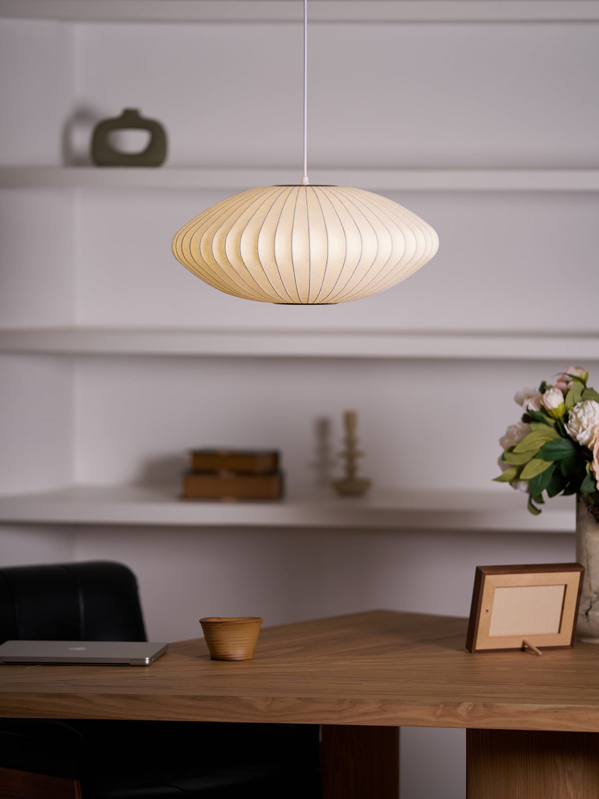 Silk Bubble Pendant Light, Mid Century Bubble Lamp Shade