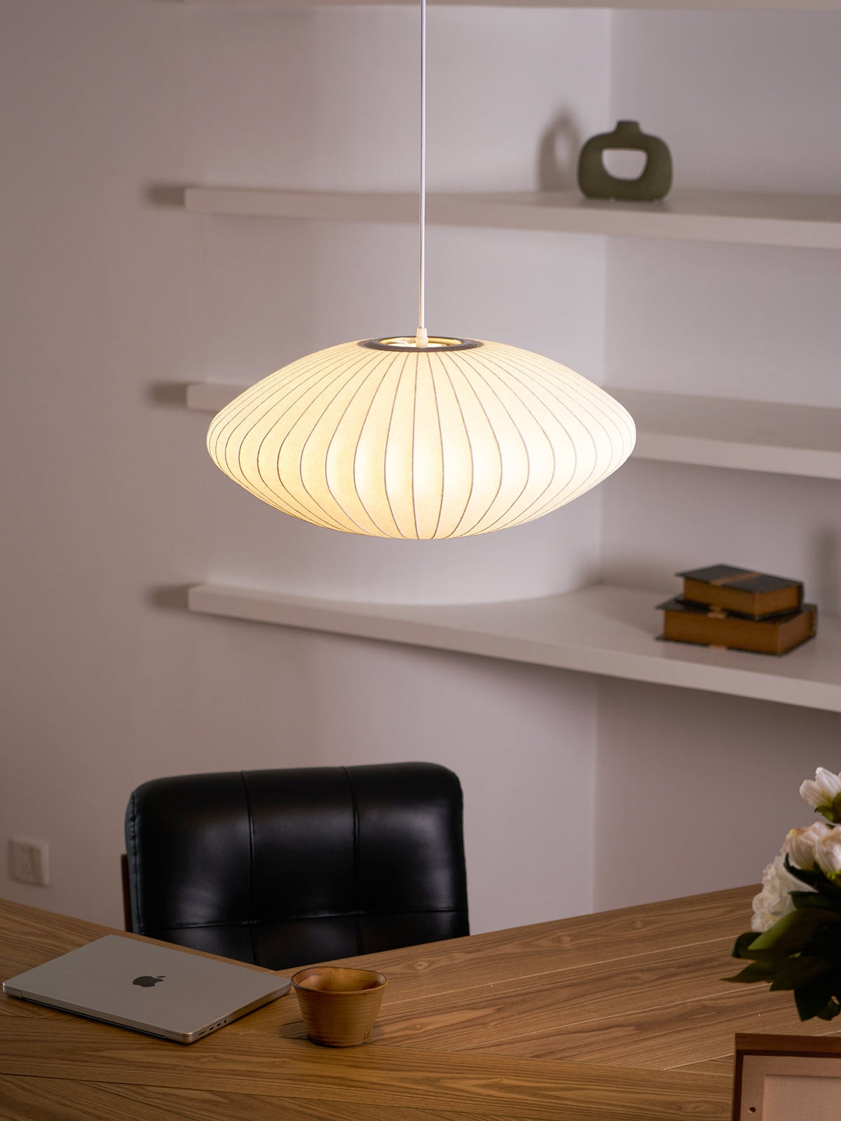 Silk Bubble Pendant Light, Mid Century Bubble Lamp Shade