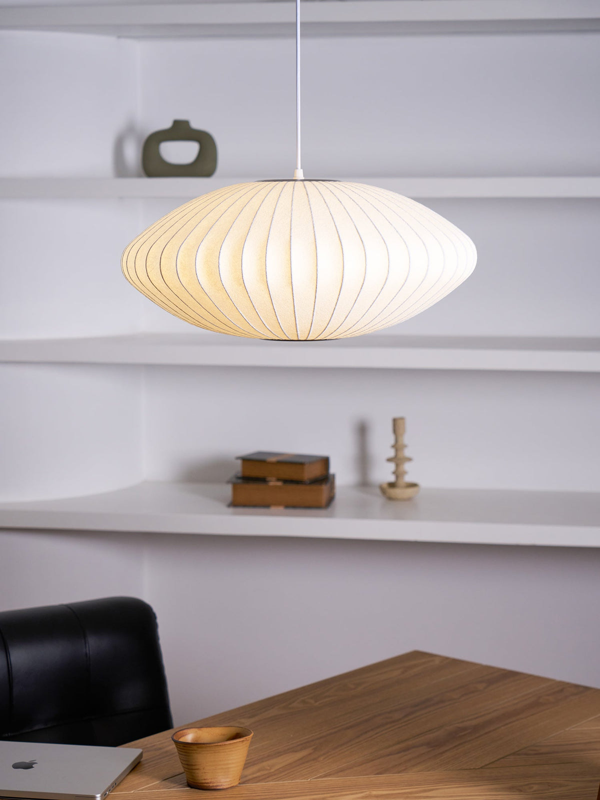 Silk Bubble Pendant Light, Mid Century Bubble Lamp Shade
