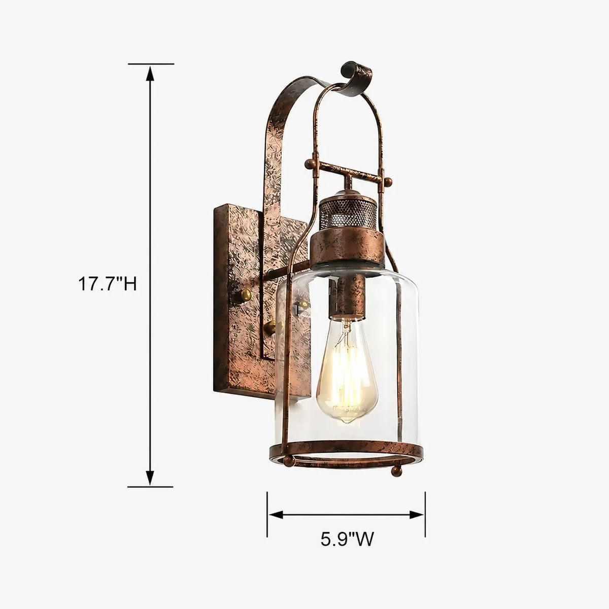 Industrial Glass Jar Wall Sconce, Rustic Metal Cage Light
