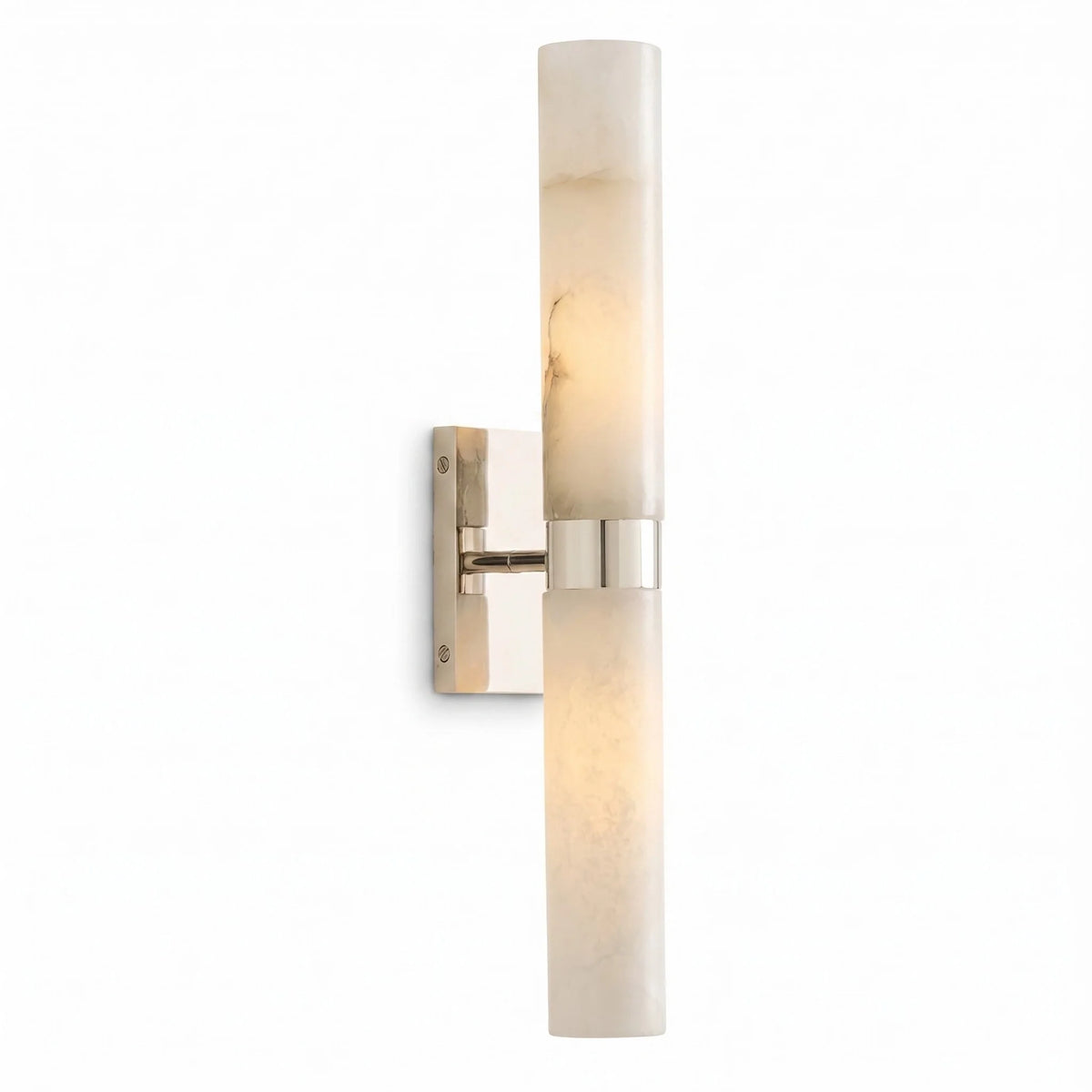 Alabaster Double Tube Sconce, Twin Cylinder Tall Wall Light