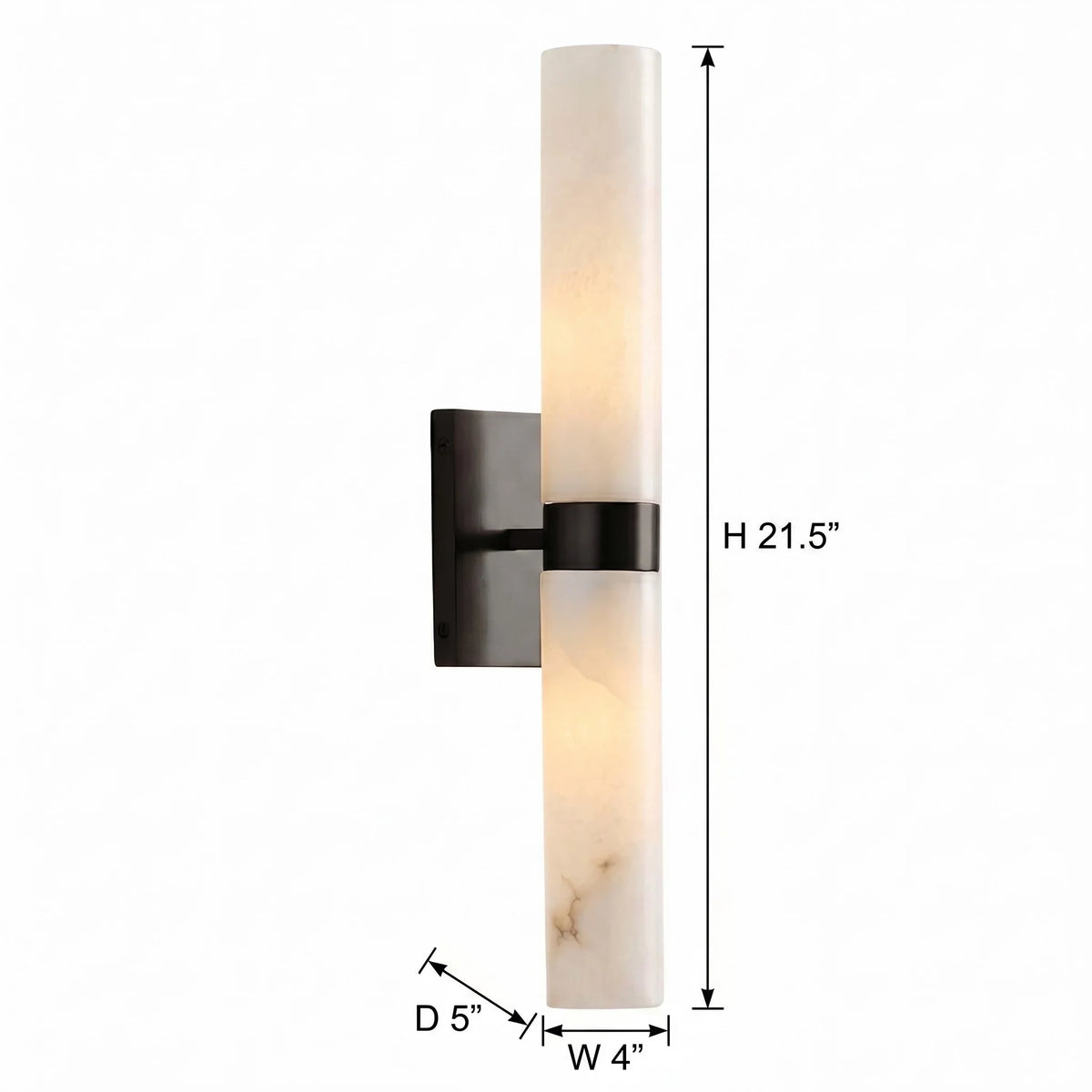 Alabaster Double Tube Sconce, Twin Cylinder Tall Wall Light