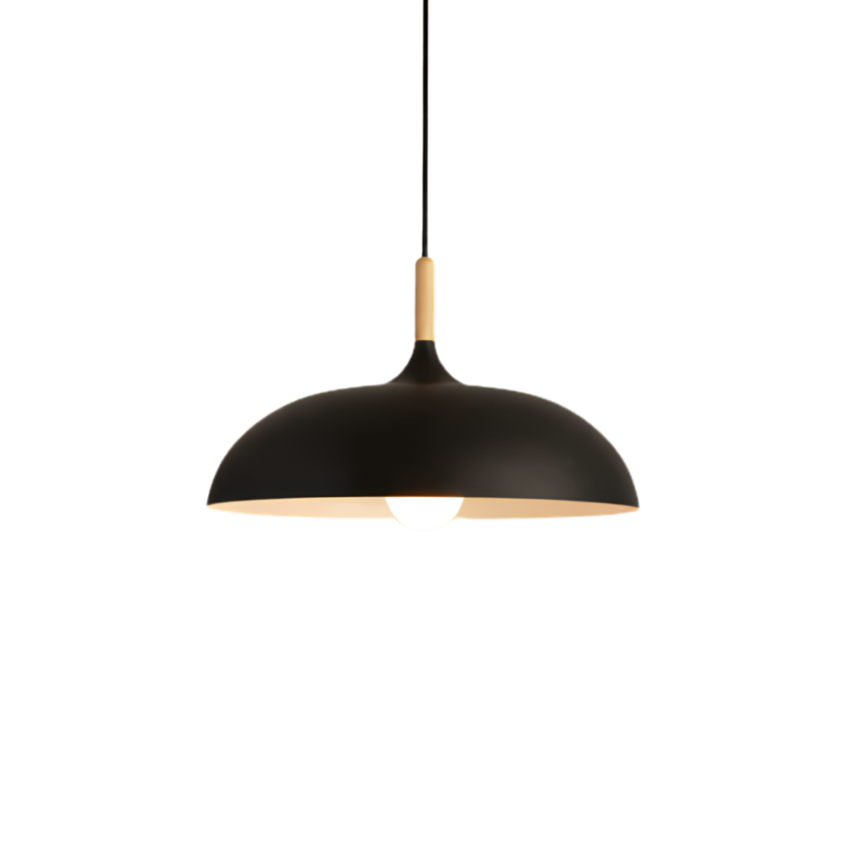 Bauhaus Dome Pendant Light, Wood and Aluminum Hanging Lamp