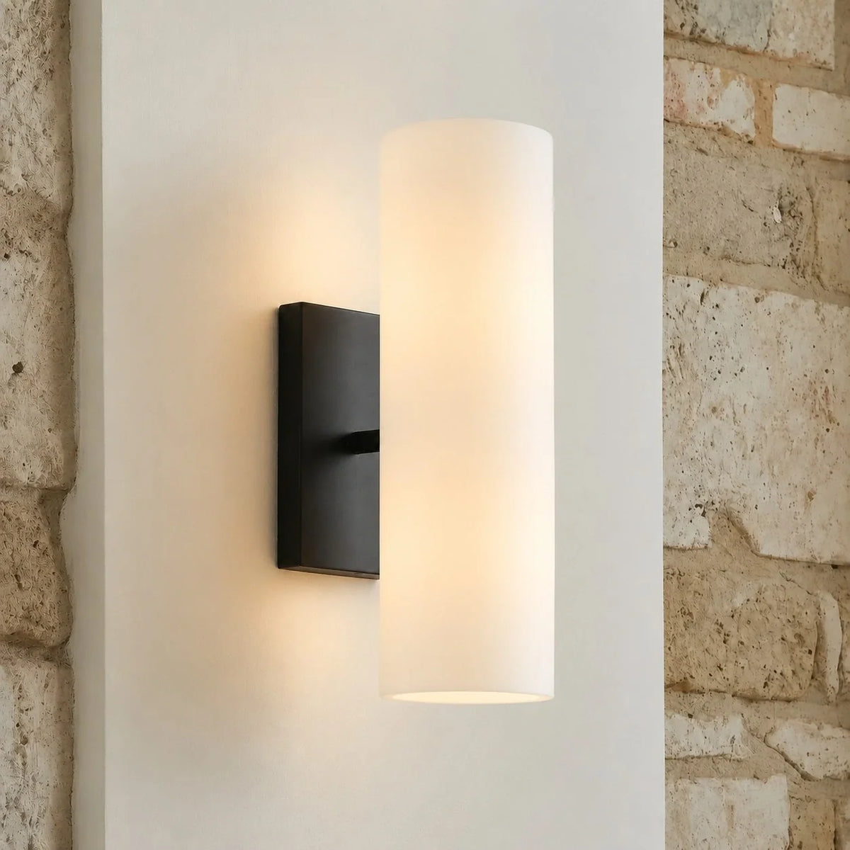 Alabaster Tube Wall Sconce, Single Cylinder, Glass or Stone
