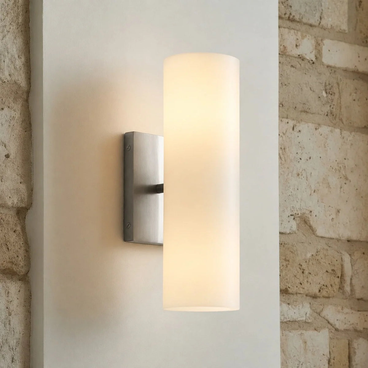 Alabaster Tube Wall Sconce, Single Cylinder, Glass or Stone