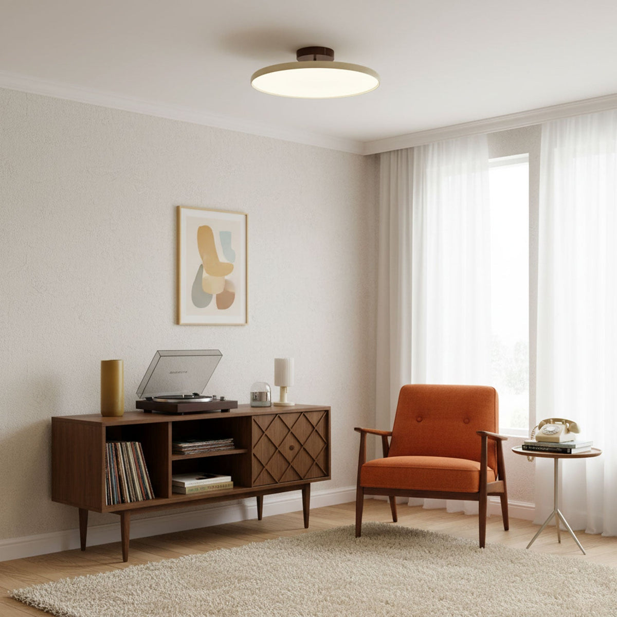 Bauhaus Swivel Arm Ceiling Light, Dimmable LED Disc Lamp