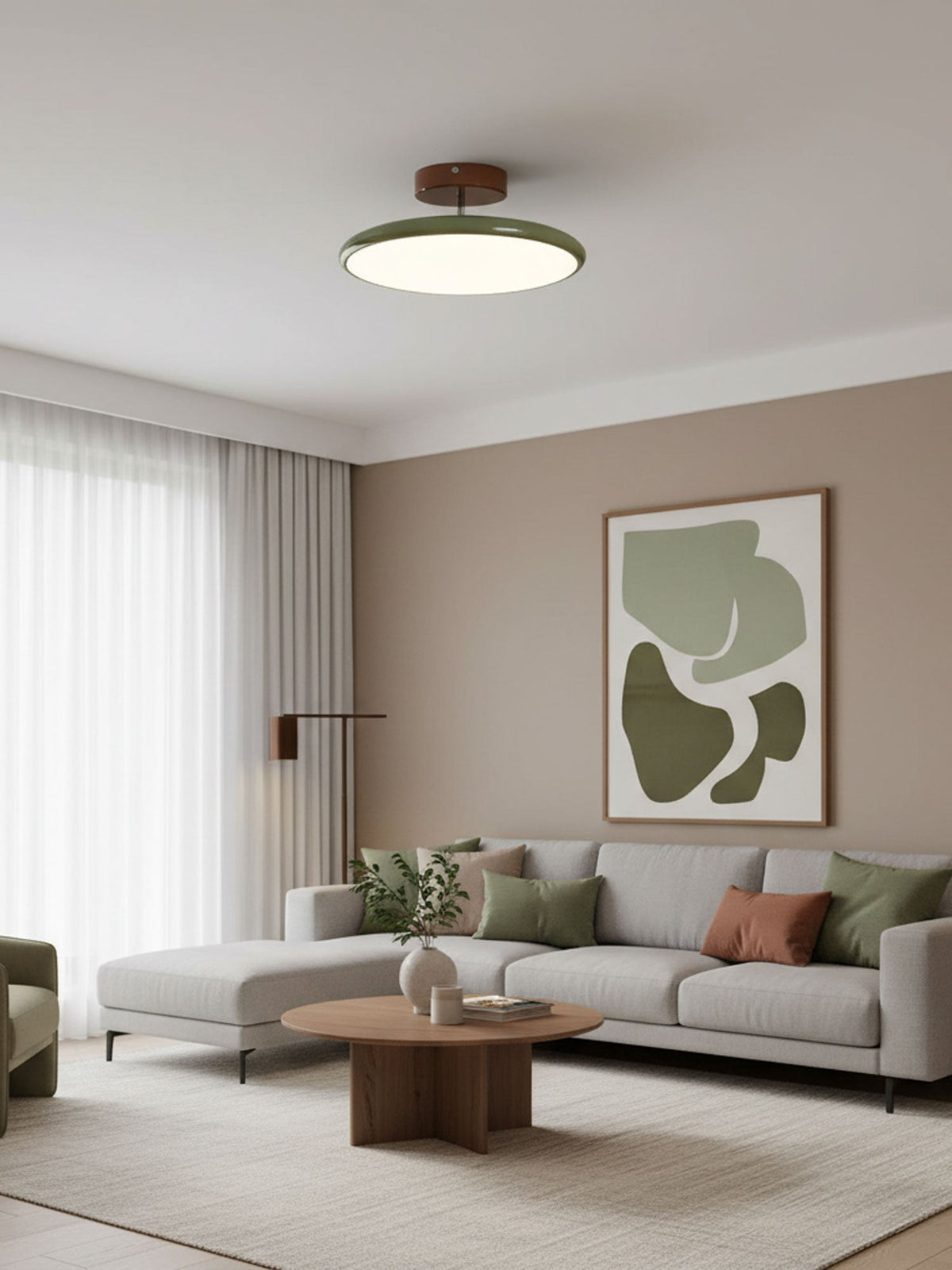 Bauhaus Swivel Arm Ceiling Light, Dimmable LED Disc Lamp