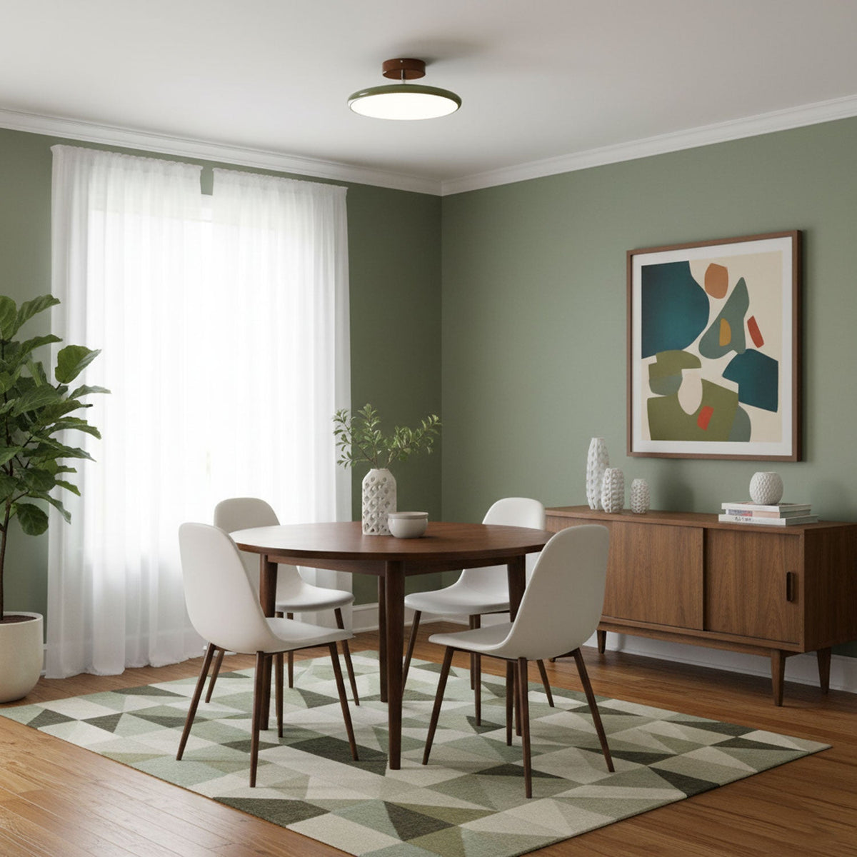 Bauhaus Swivel Arm Ceiling Light, Dimmable LED Disc Lamp