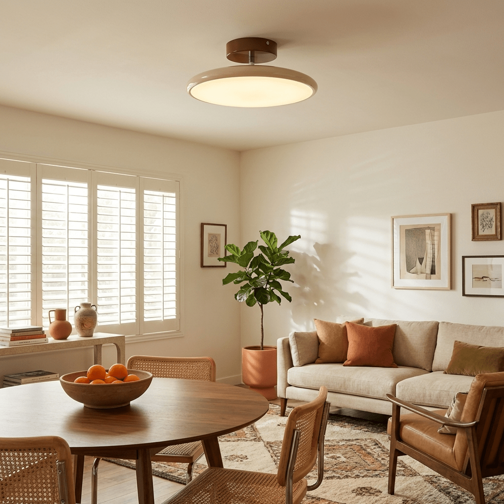 Bauhaus Swivel Arm Ceiling Light, Dimmable LED Disc Lamp