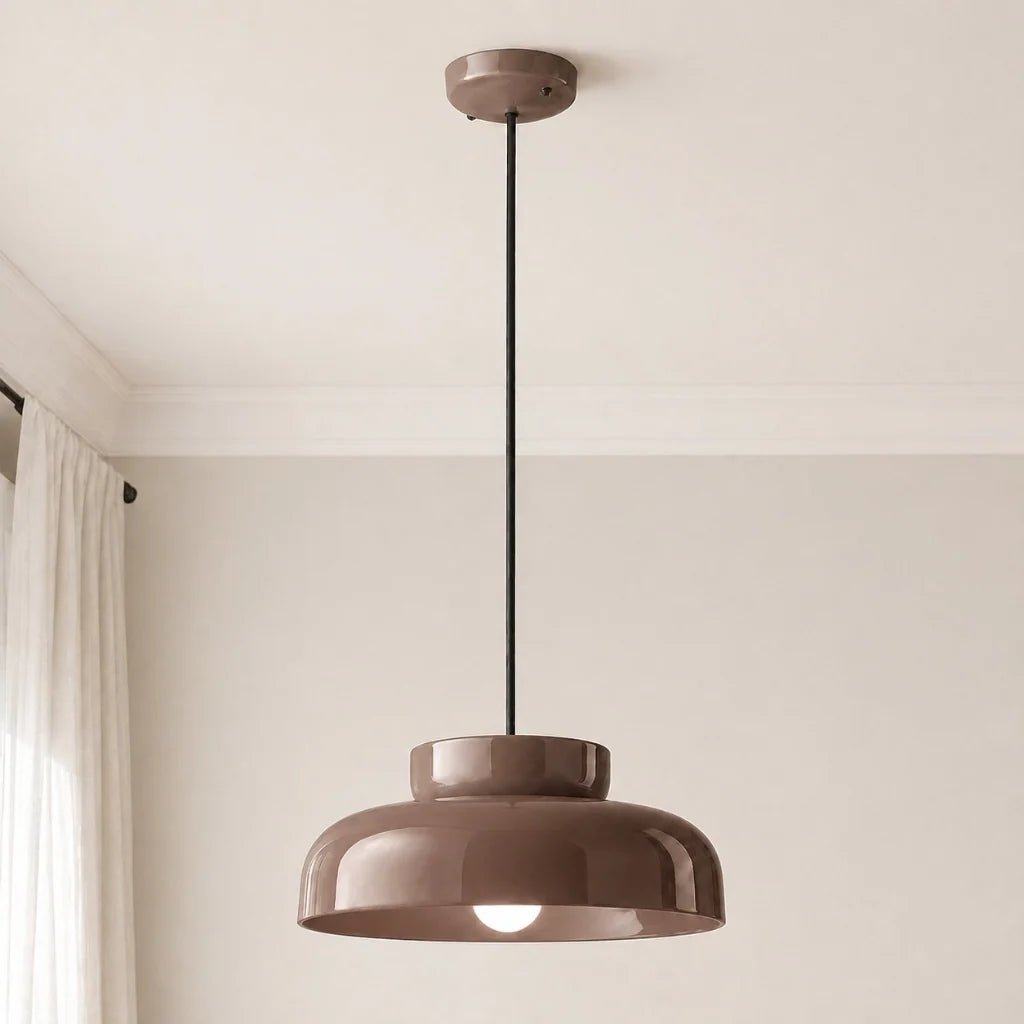 Bauhaus Ceramic Pendant Light, Two-Tone Colorful Bowl Lamp