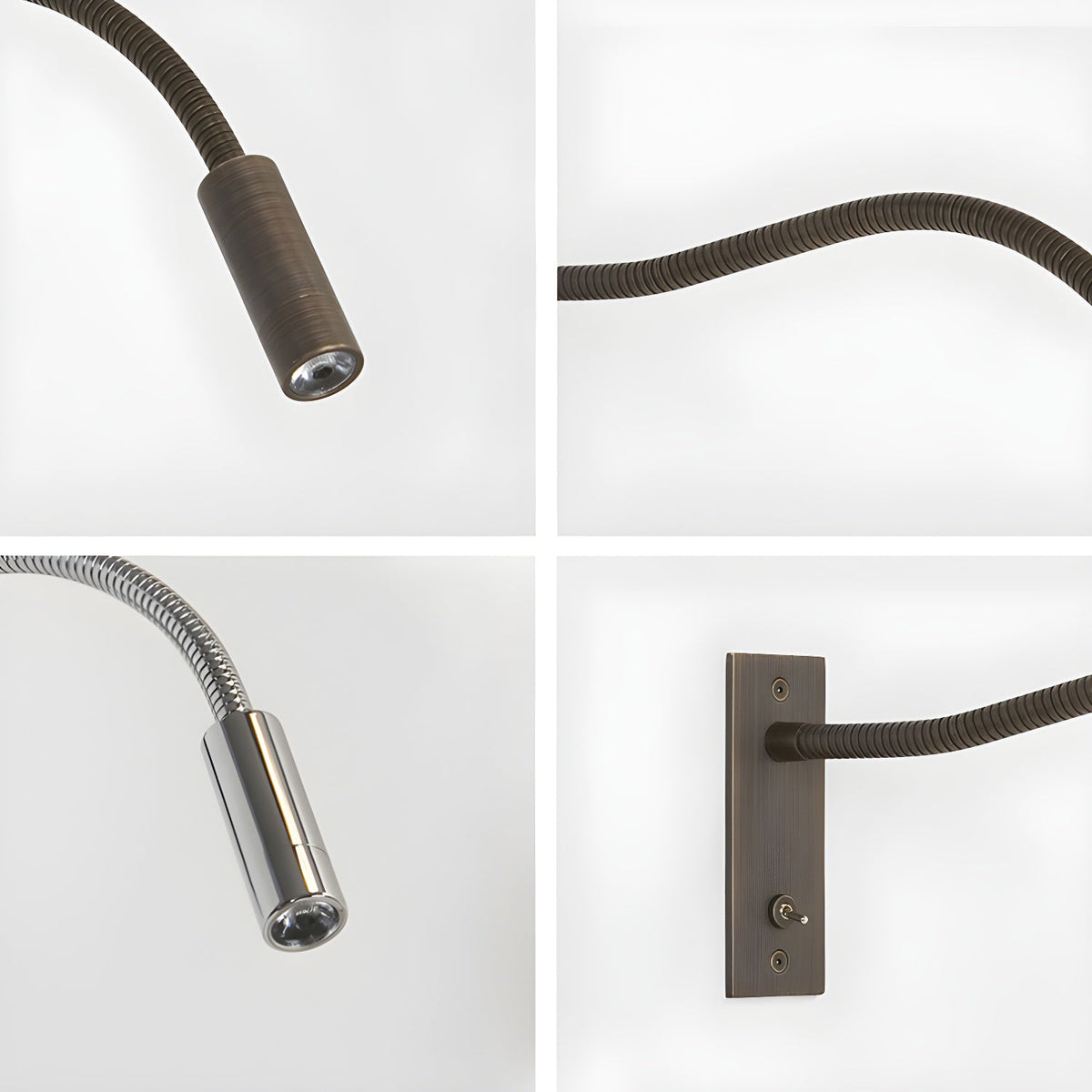 Gooseneck Wall Sconce, Adjustable LED Reading Light for Bed