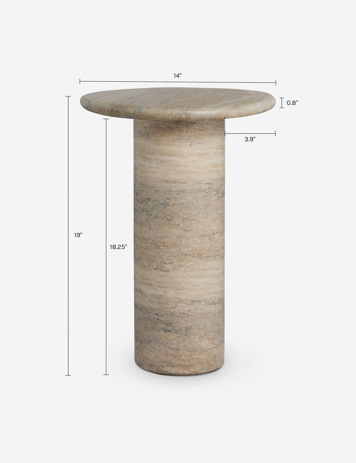 Faux Travertine Side Table, Indoor Outdoor Drink Table