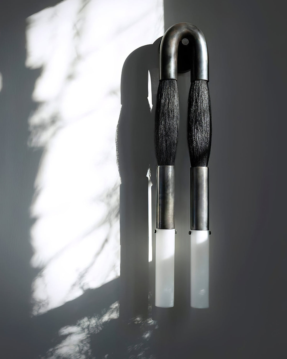 Horsehair Wall Sconce, Sculptural Faux Mane Iron Wall Light