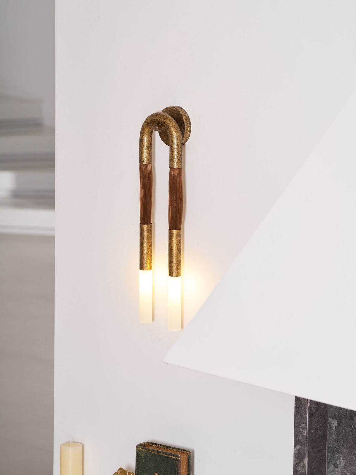 Horsehair Wall Sconce, Sculptural Faux Mane Iron Wall Light
