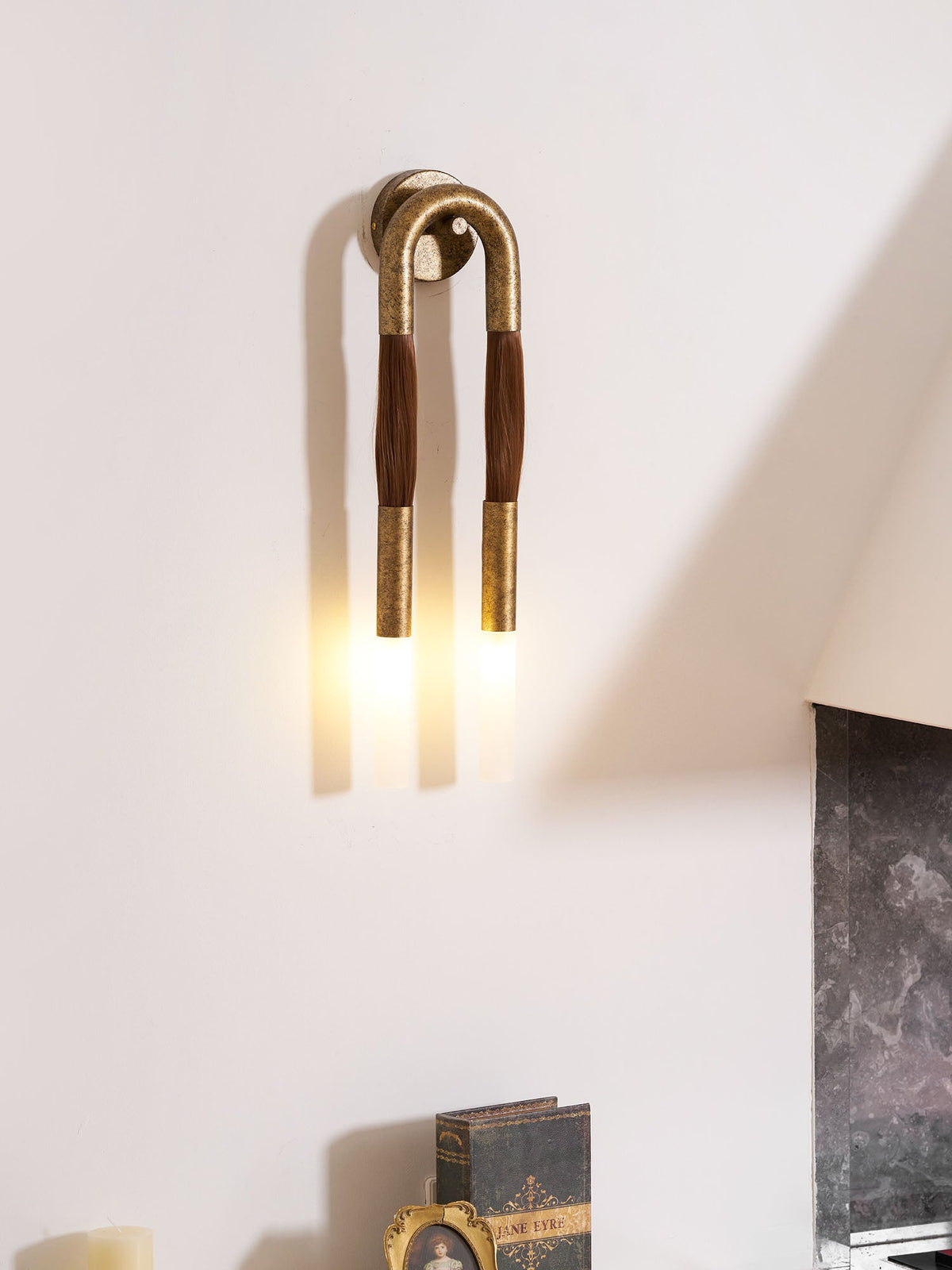 Horsehair Wall Sconce, Sculptural Faux Mane Iron Wall Light