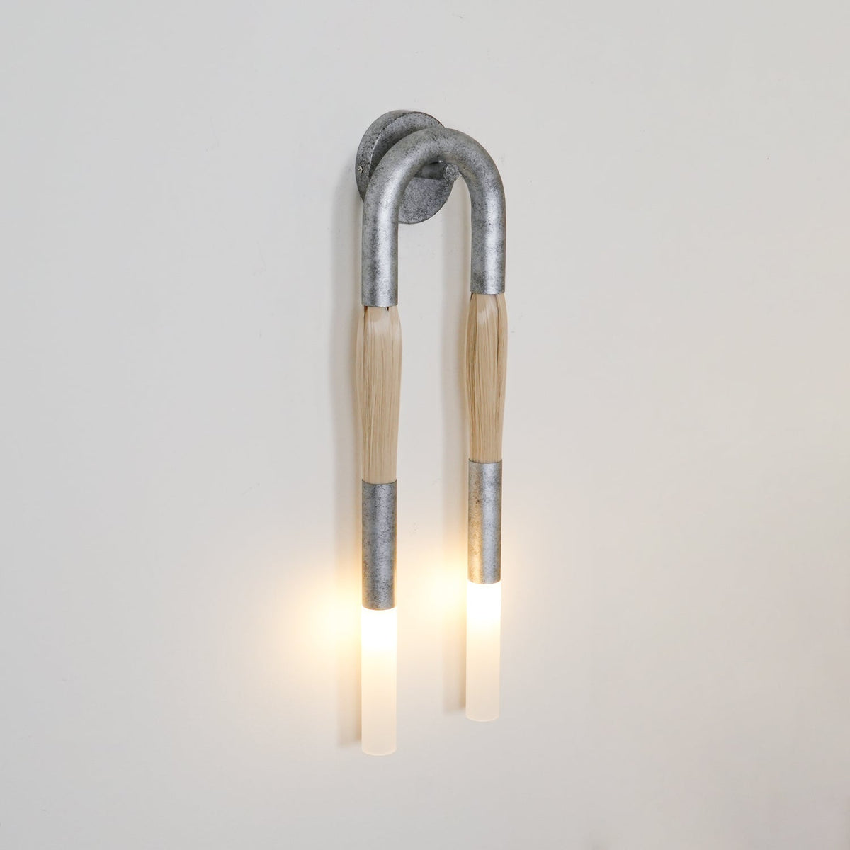 Horsehair Wall Sconce, Sculptural Faux Mane Iron Wall Light
