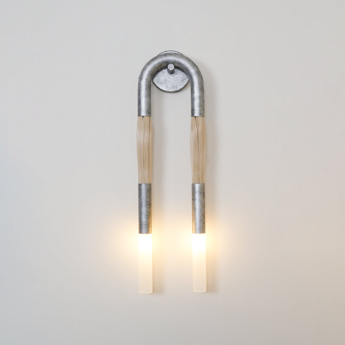 Horsehair Wall Sconce, Sculptural Faux Mane Iron Wall Light
