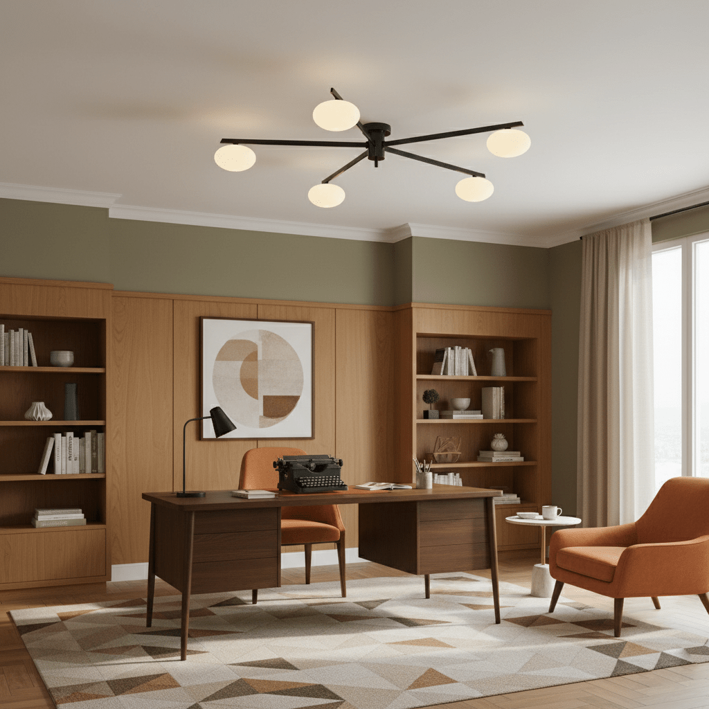 Sputnik Ceiling Light, Low Profile Oval Glass Flush Mount