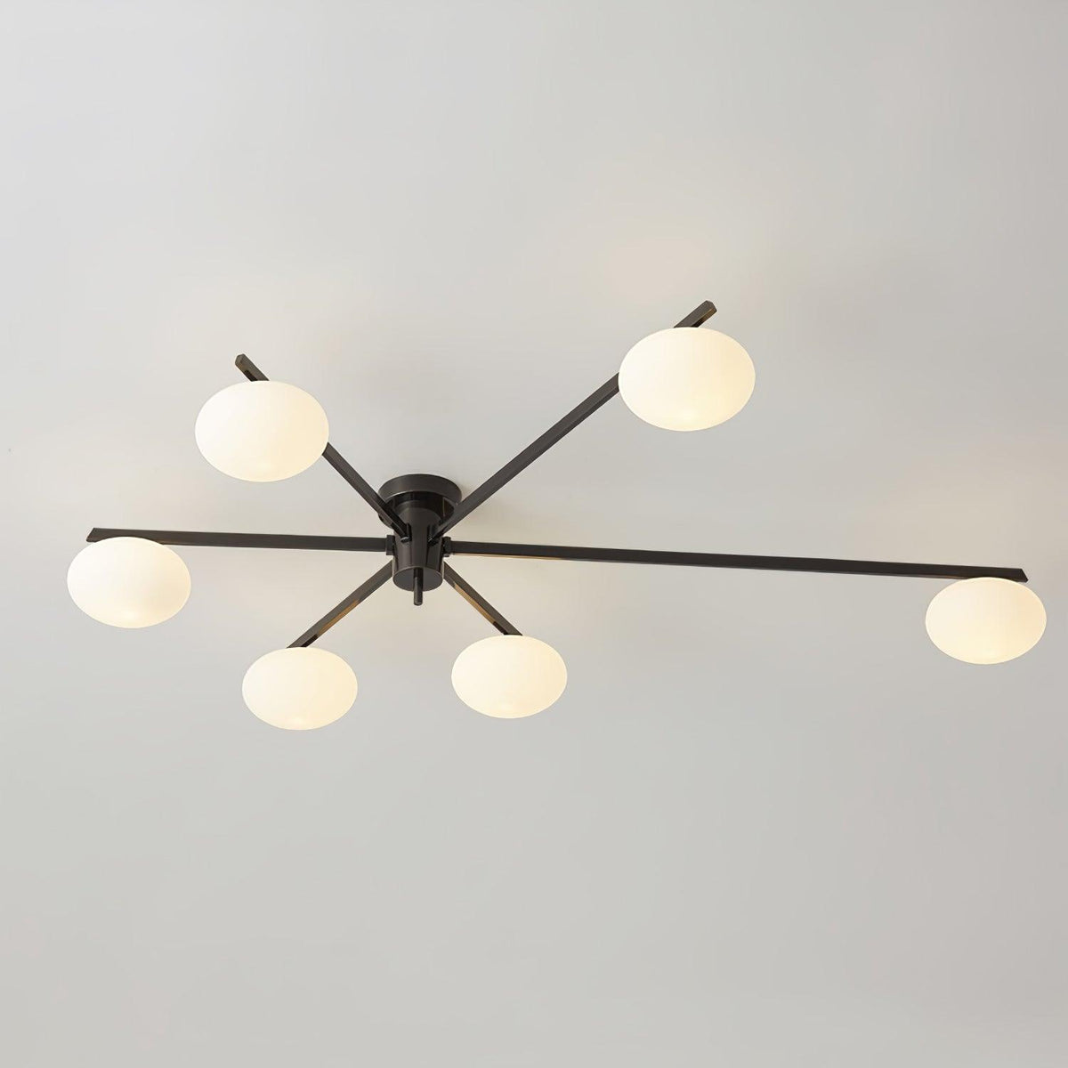 Sputnik Ceiling Light, Low Profile Oval Glass Flush Mount
