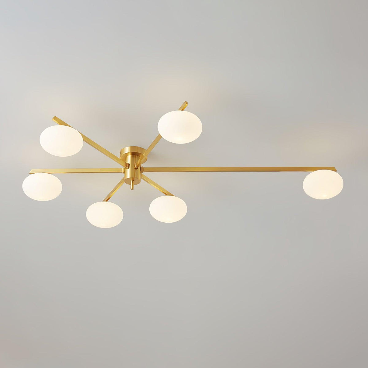 Sputnik Ceiling Light, Low Profile Oval Glass Flush Mount