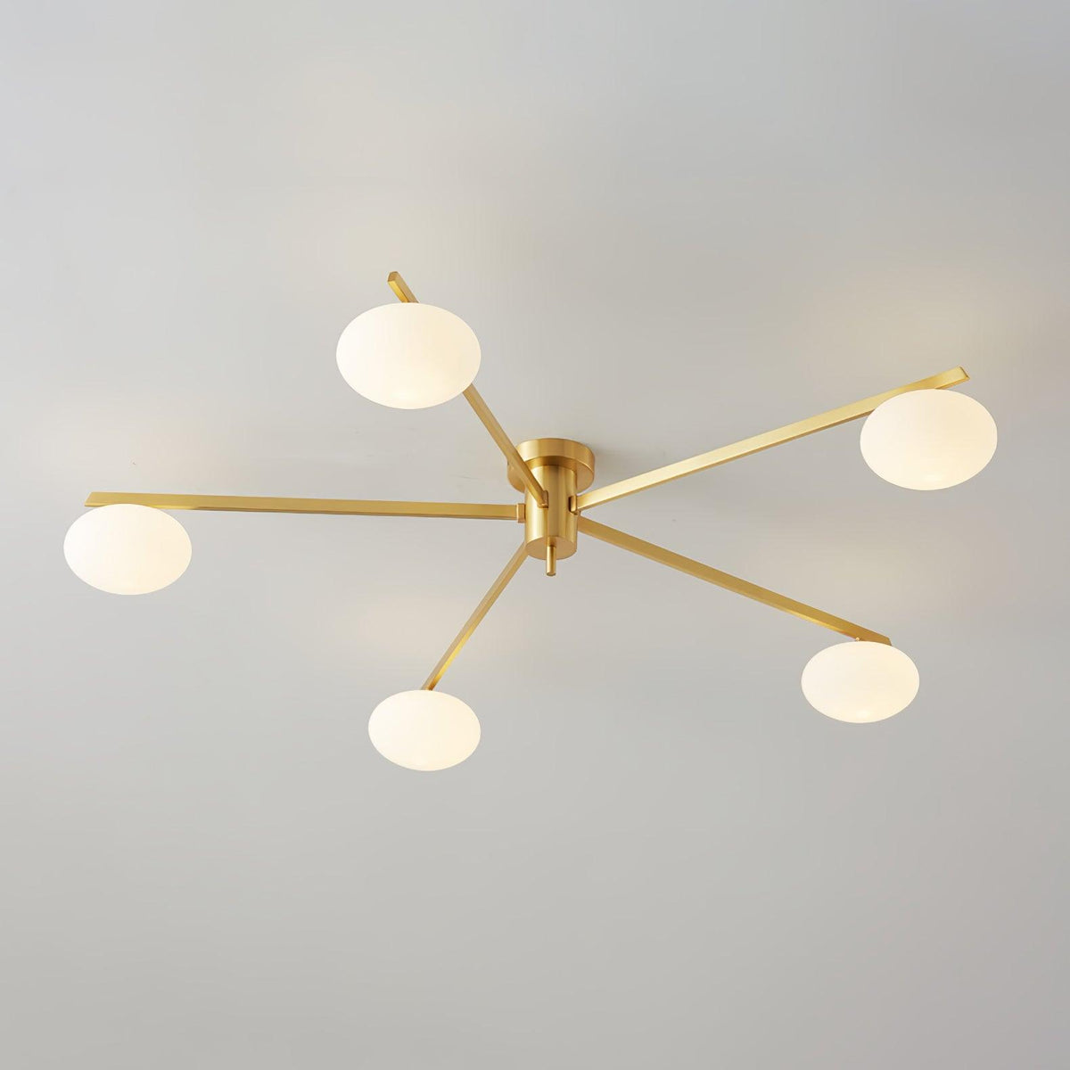 Sputnik Ceiling Light, Low Profile Oval Glass Flush Mount