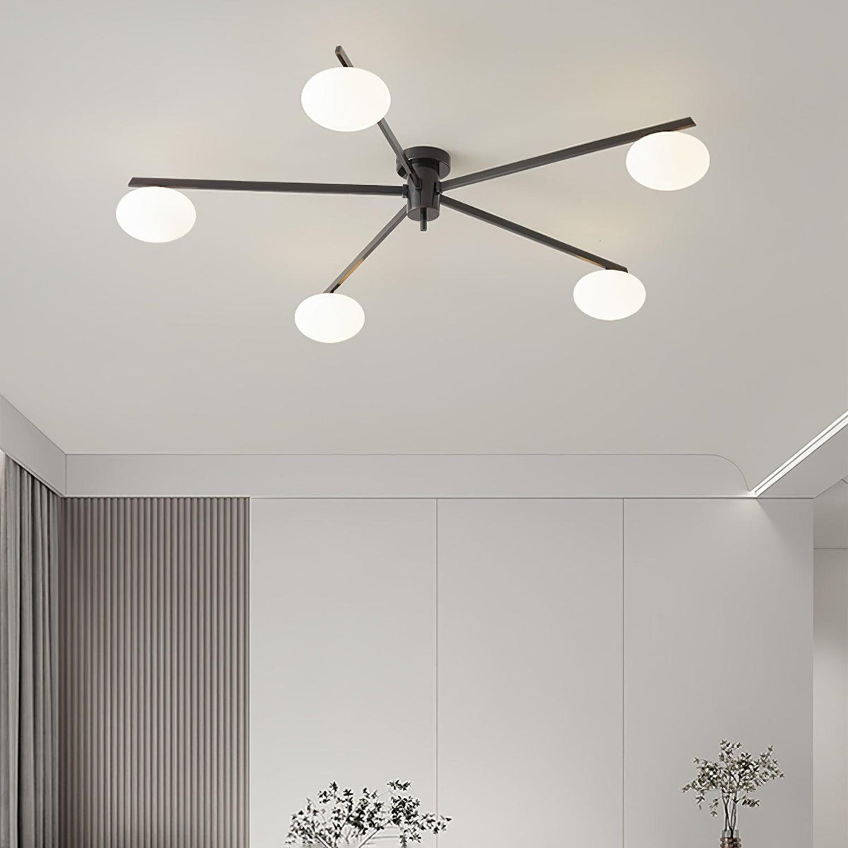 Sputnik Ceiling Light, Low Profile Oval Glass Flush Mount