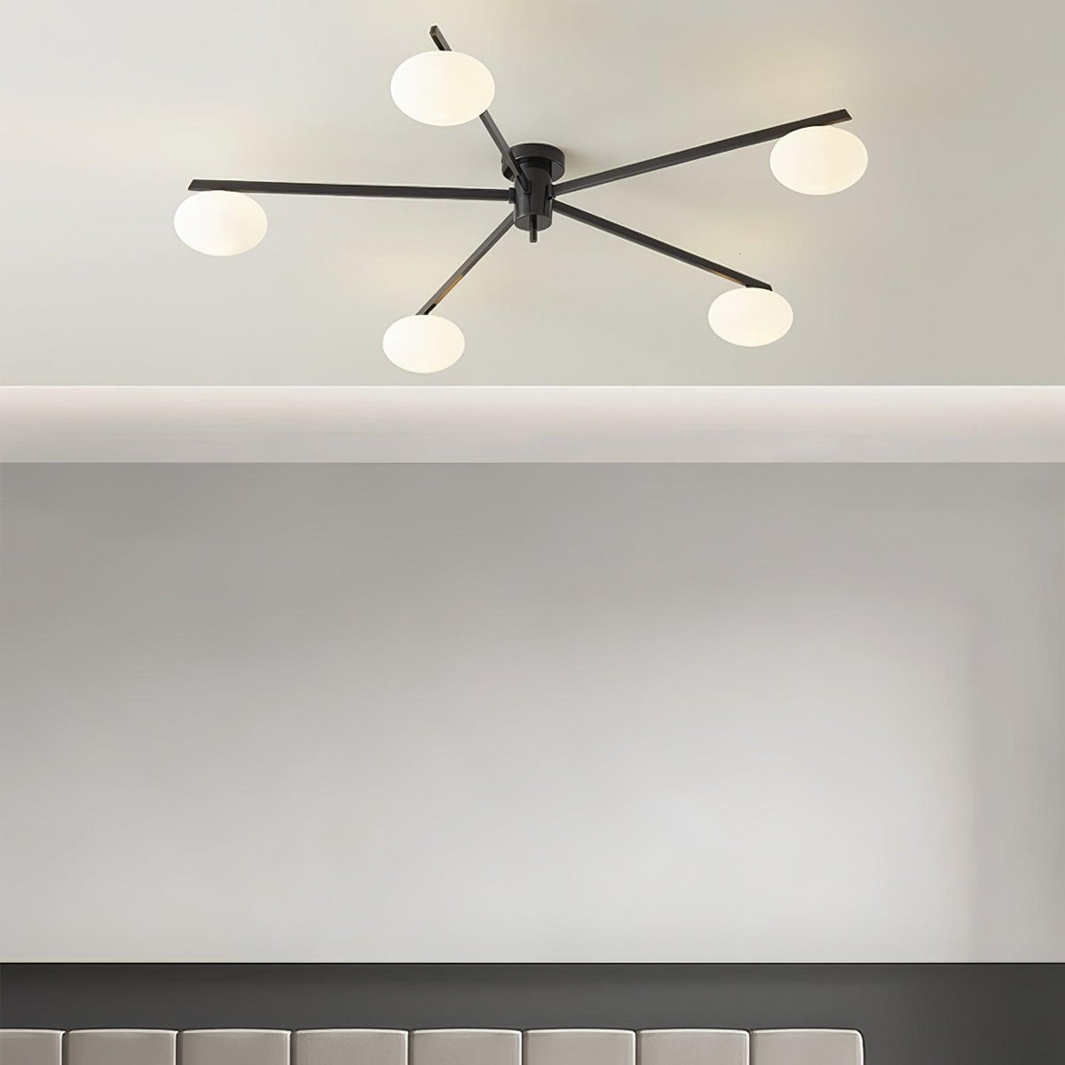Sputnik Ceiling Light, Low Profile Oval Glass Flush Mount