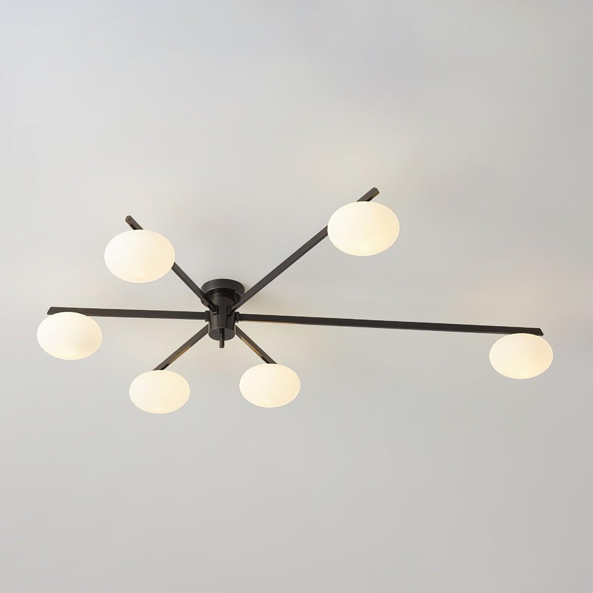Sputnik Ceiling Light, Low Profile Oval Glass Flush Mount