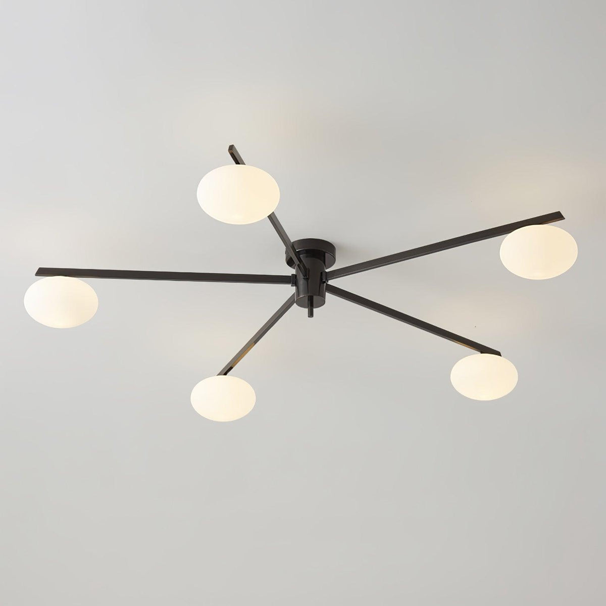 Sputnik Ceiling Light, Low Profile Oval Glass Flush Mount