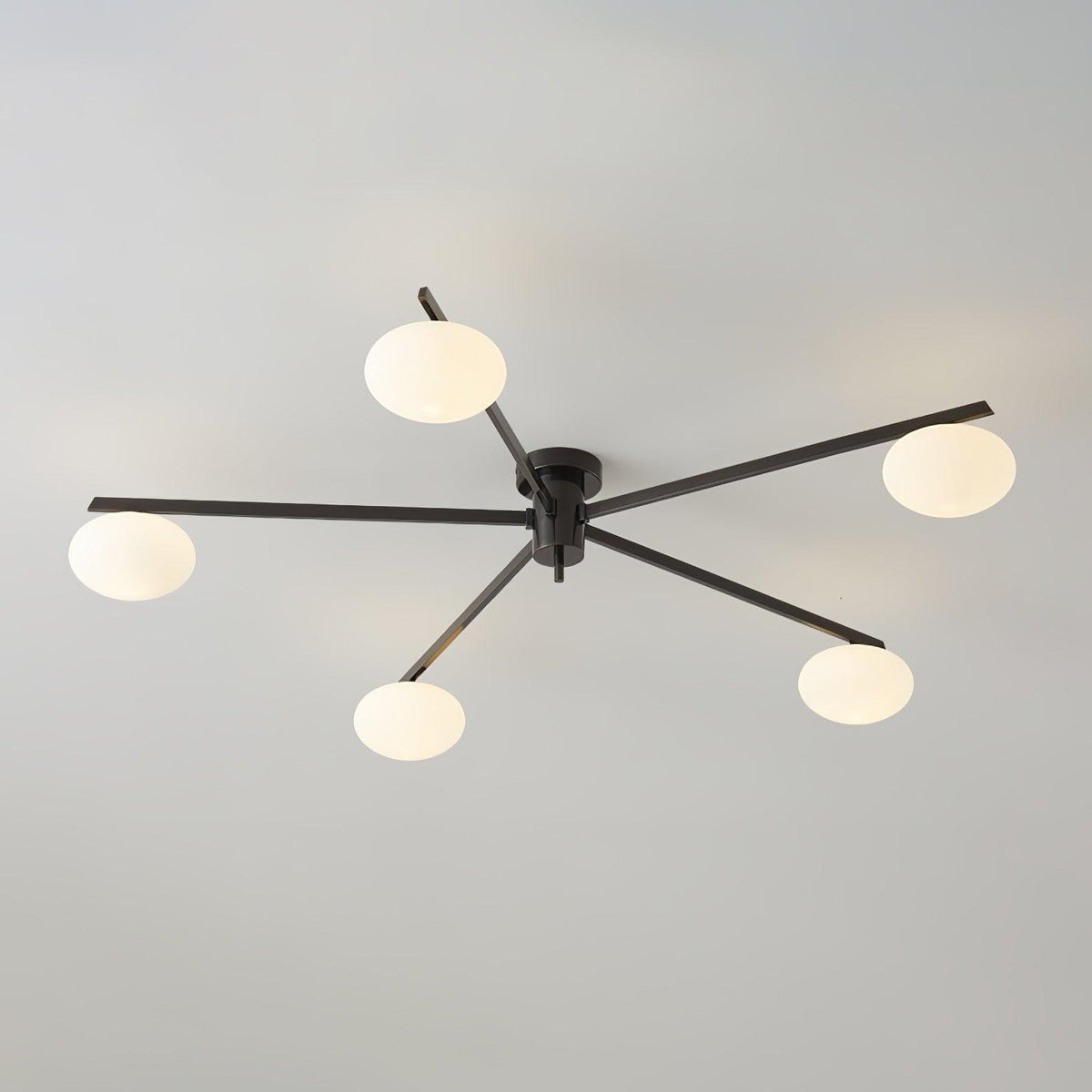 Sputnik Ceiling Light, Low Profile Oval Glass Flush Mount