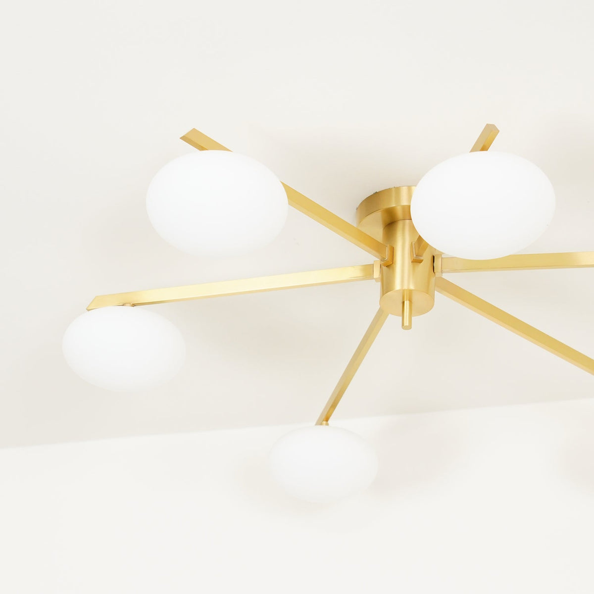 Sputnik Ceiling Light, Low Profile Oval Glass Flush Mount