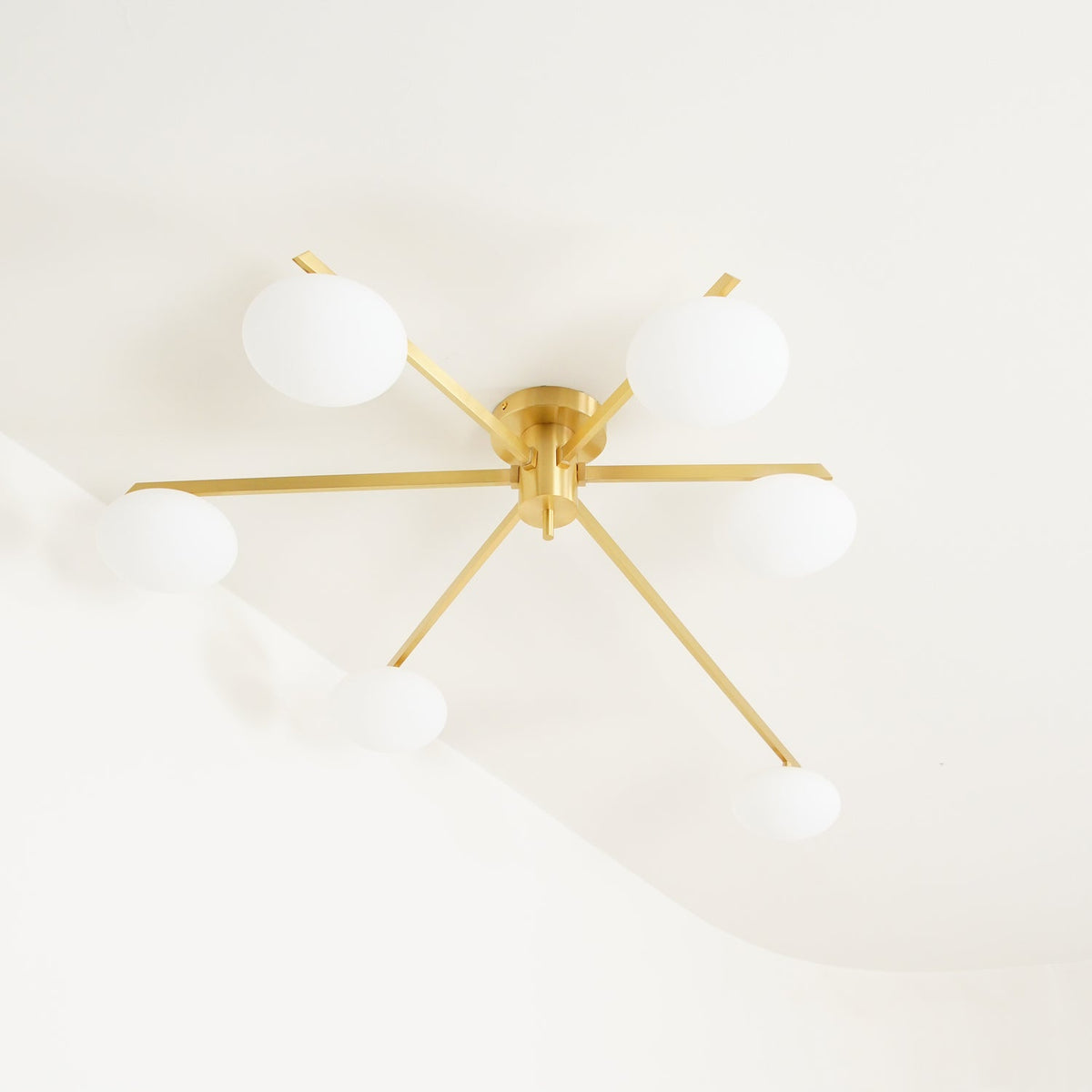 Sputnik Ceiling Light, Low Profile Oval Glass Flush Mount