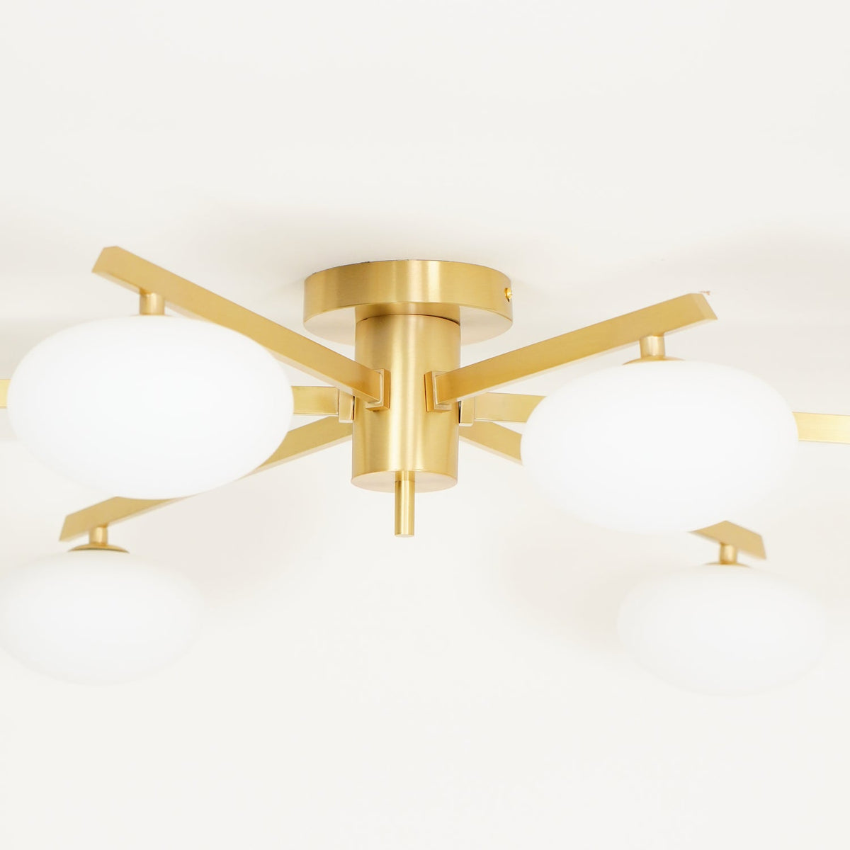 Sputnik Ceiling Light, Low Profile Oval Glass Flush Mount