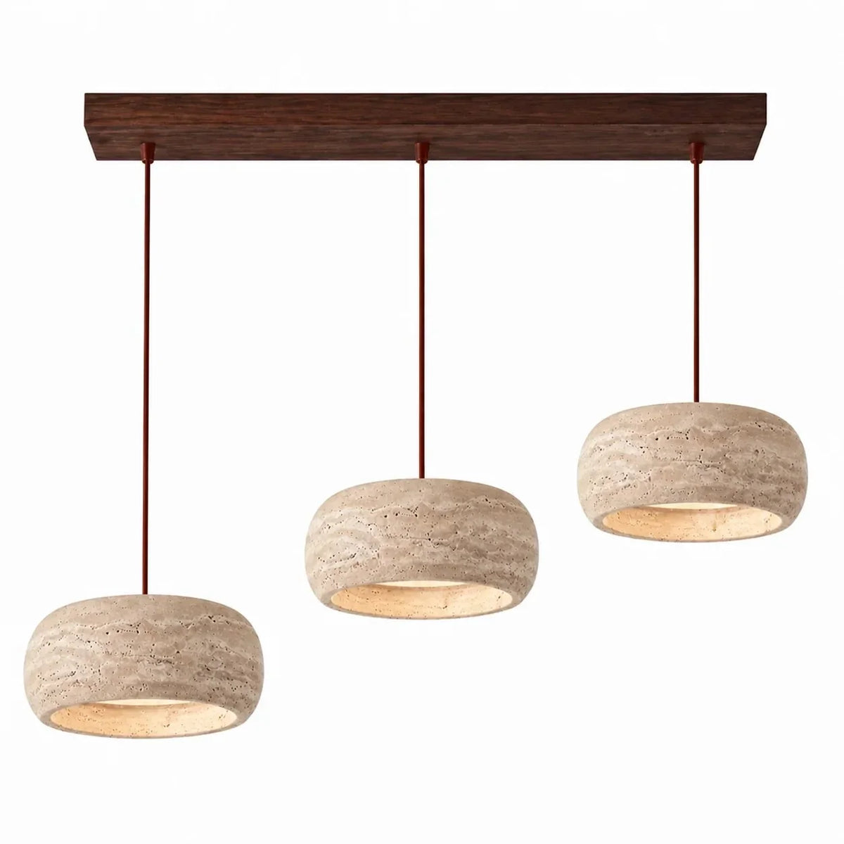 Travertine Pendant Light, Natural Stone 1, 2 or 3 Light