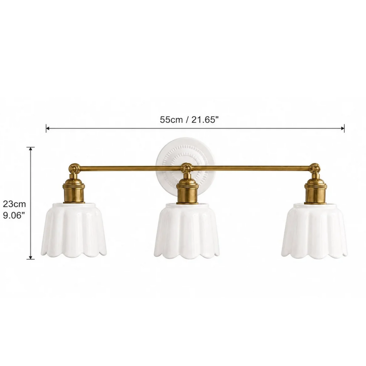 Ceramic Flower Wall Sconce, Vintage Brass, 1, 2 or 3 Light