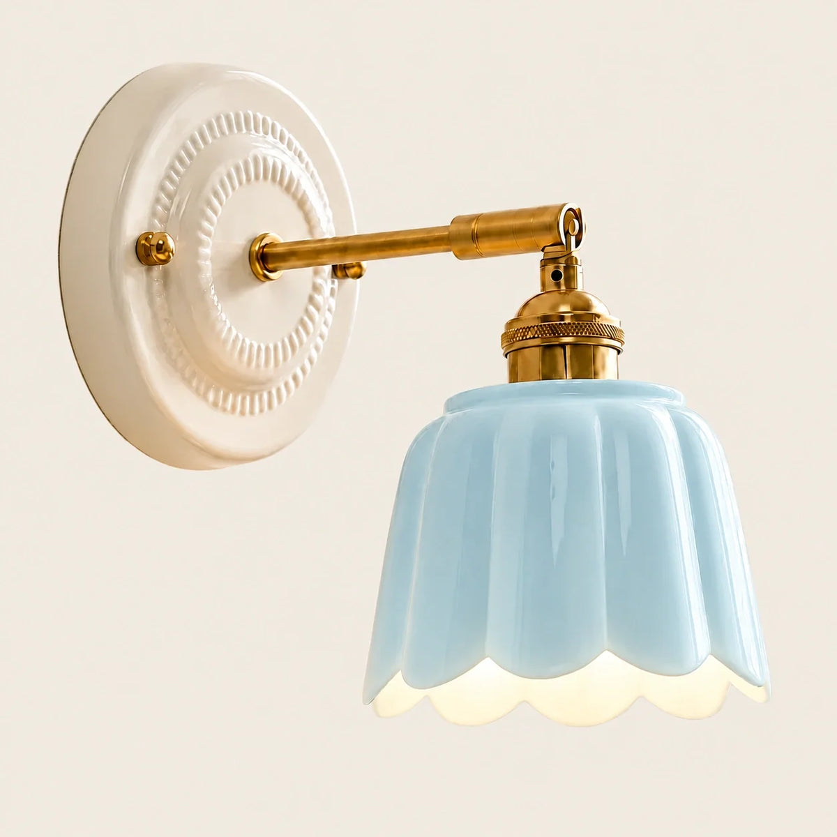 Ceramic Flower Wall Sconce, Vintage Brass, 1, 2 or 3 Light