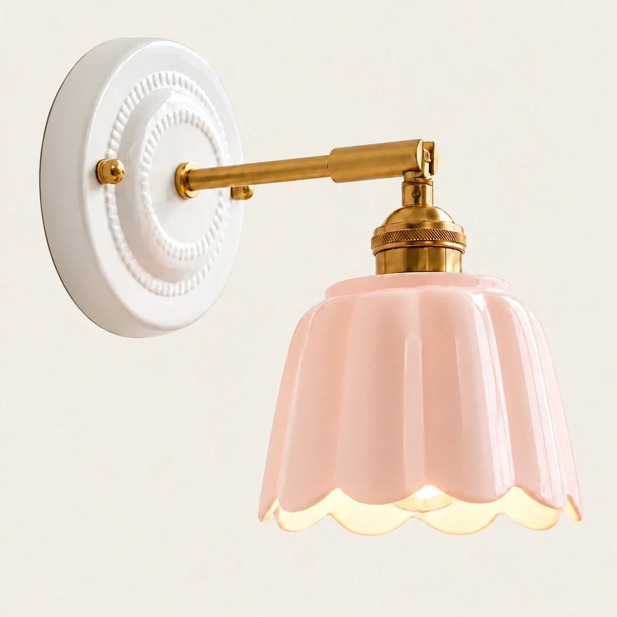 Ceramic Flower Wall Sconce, Vintage Brass, 1, 2 or 3 Light