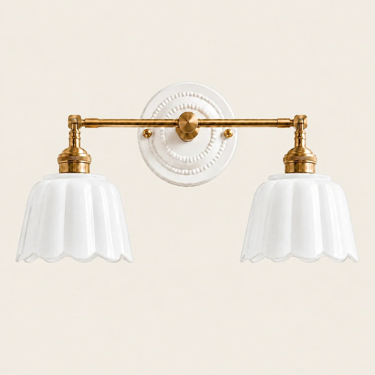 Ceramic Flower Wall Sconce, Vintage Brass, 1, 2 or 3 Light