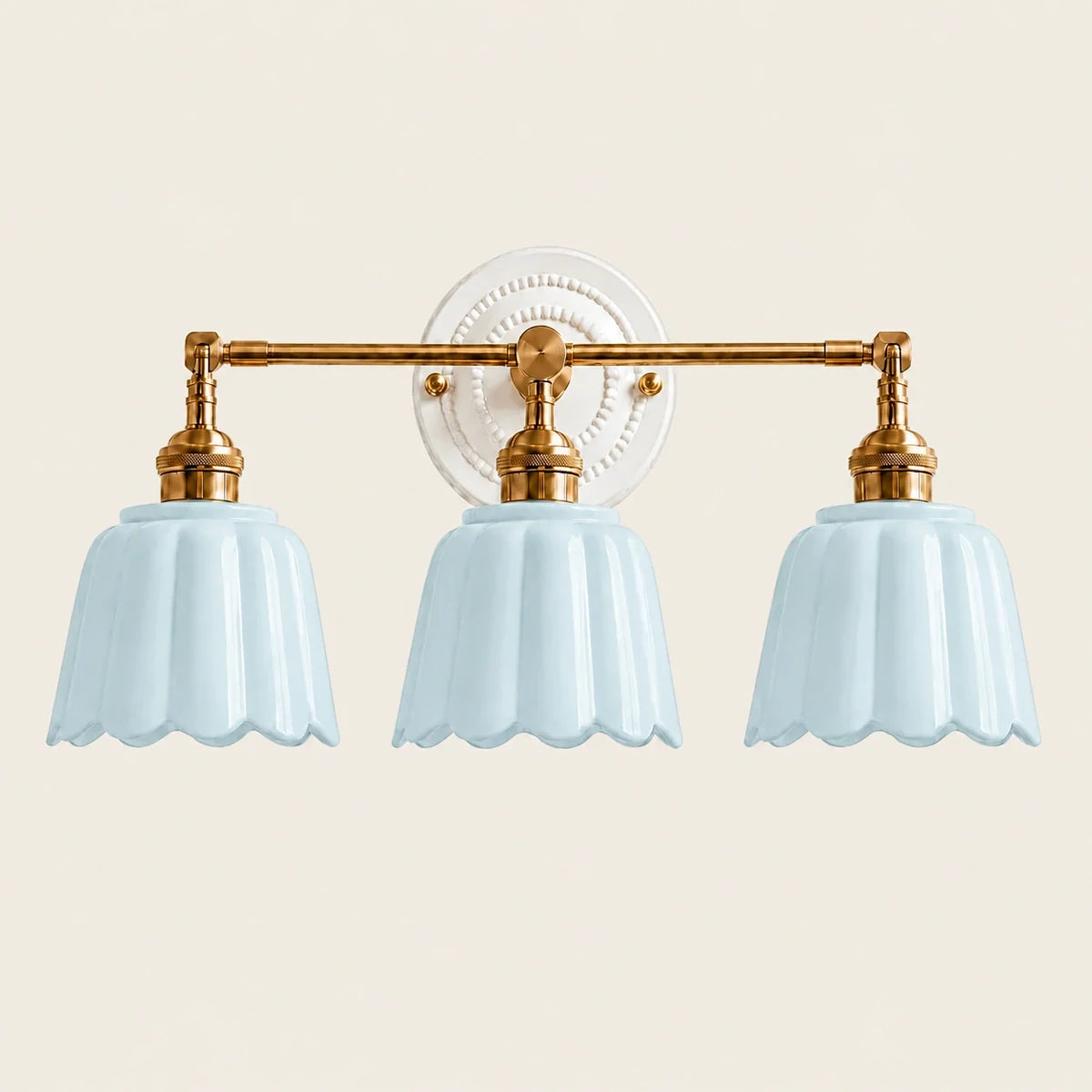 Ceramic Flower Wall Sconce, Vintage Brass, 1, 2 or 3 Light