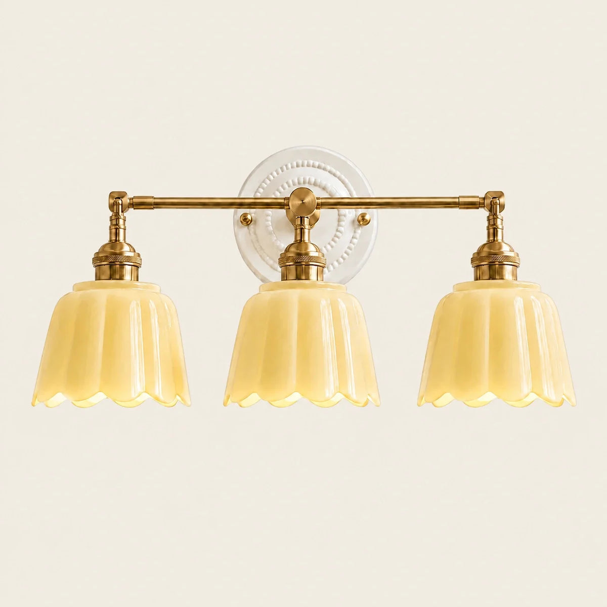Ceramic Flower Wall Sconce, Vintage Brass, 1, 2 or 3 Light