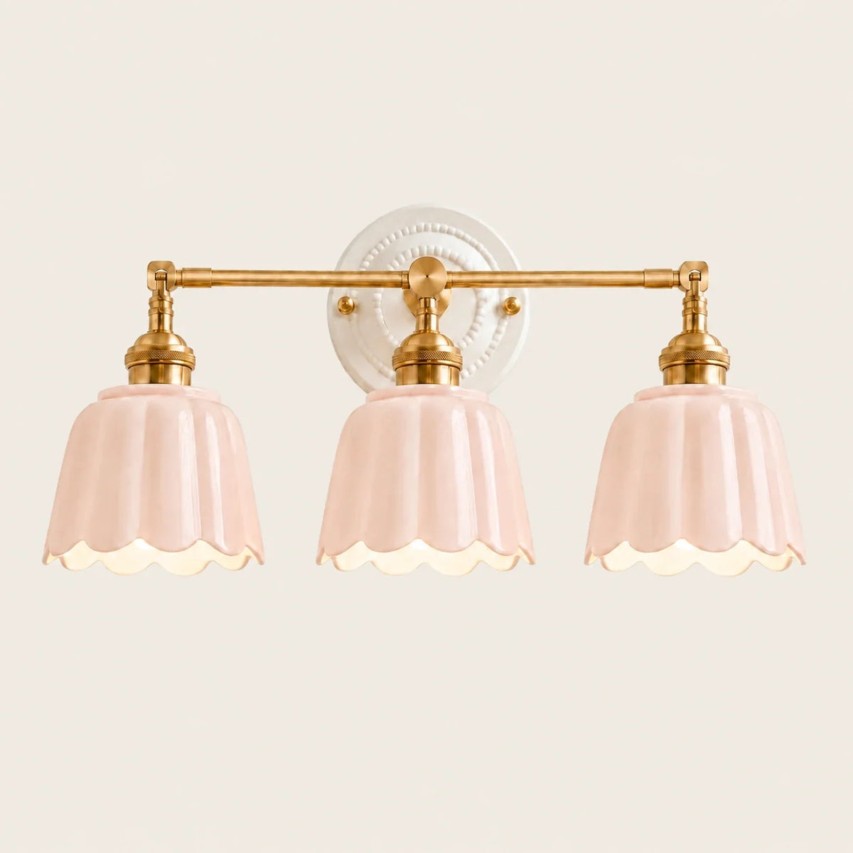 Ceramic Flower Wall Sconce, Vintage Brass, 1, 2 or 3 Light
