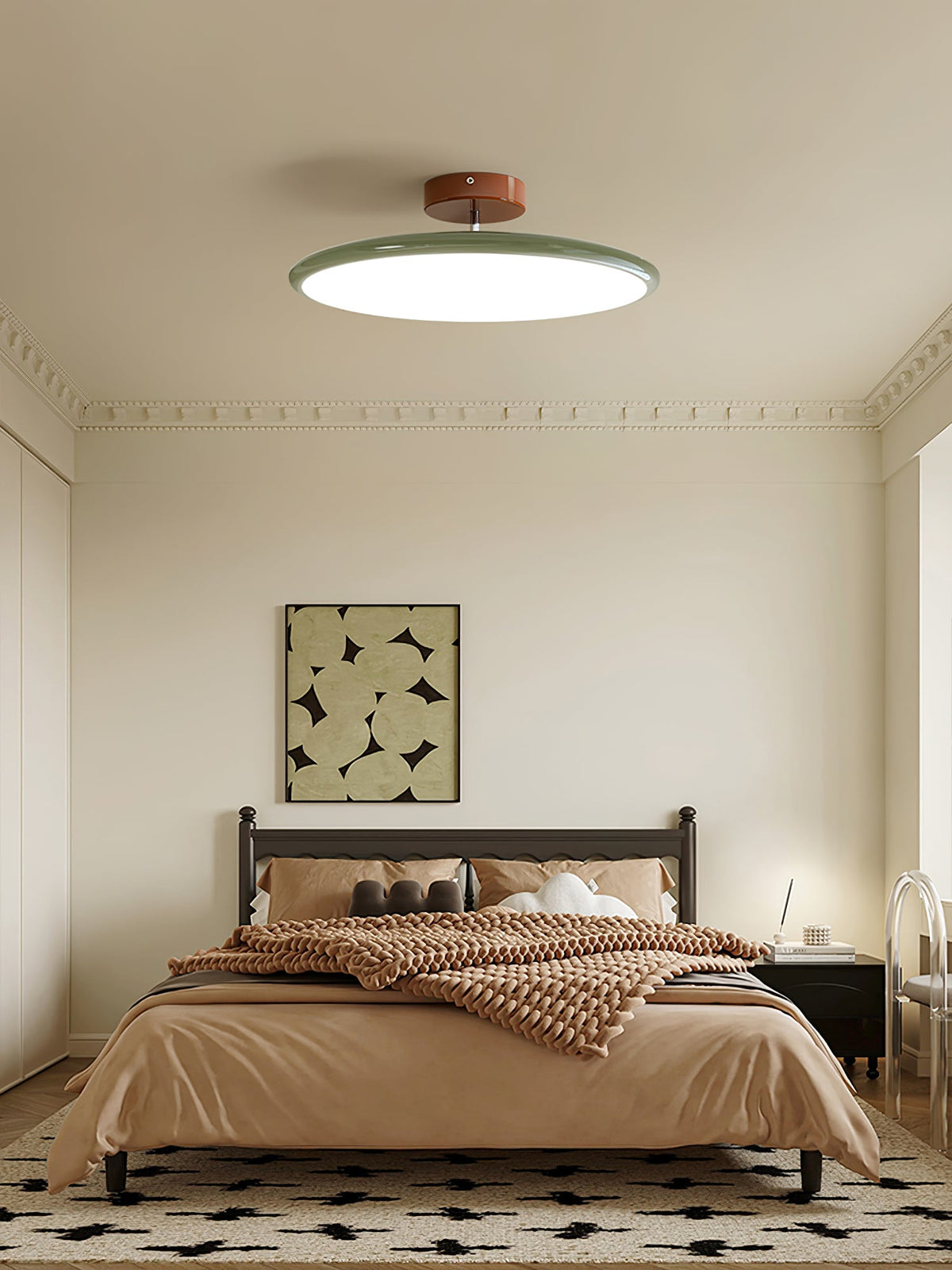 Bauhaus Swivel Arm Ceiling Light, Dimmable LED Disc Lamp