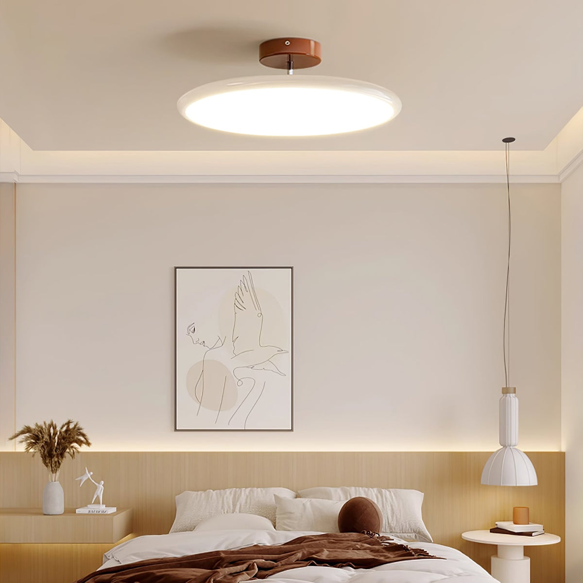 Bauhaus Swivel Arm Ceiling Light, Dimmable LED Disc Lamp