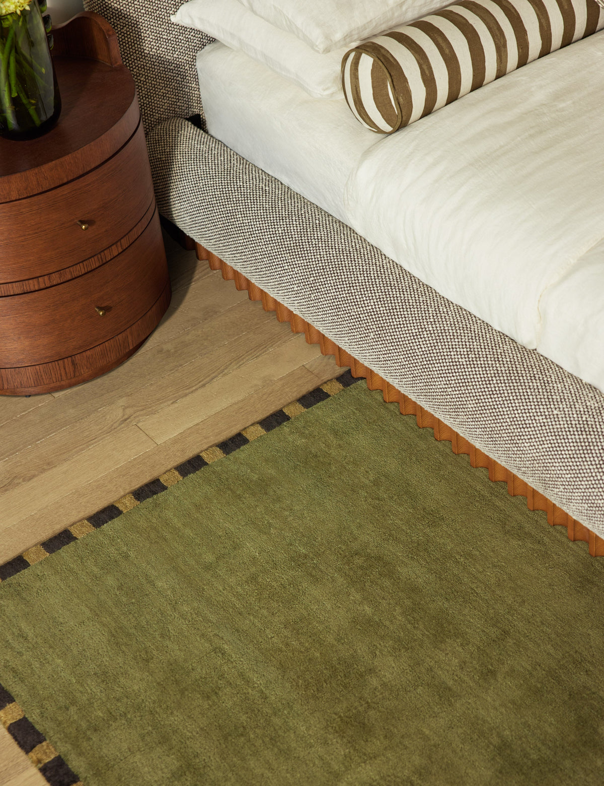 Viscose Area Rug, Solid Bordered Rug, Round or Rectangle