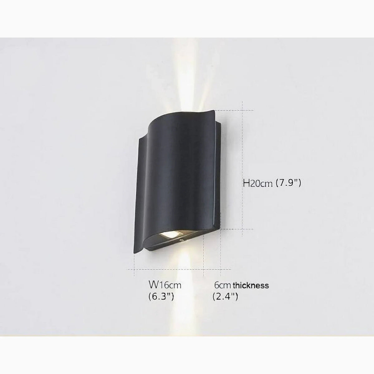 Black Outdoor LED Wall Light, Modern Aluminum Porch Lamp