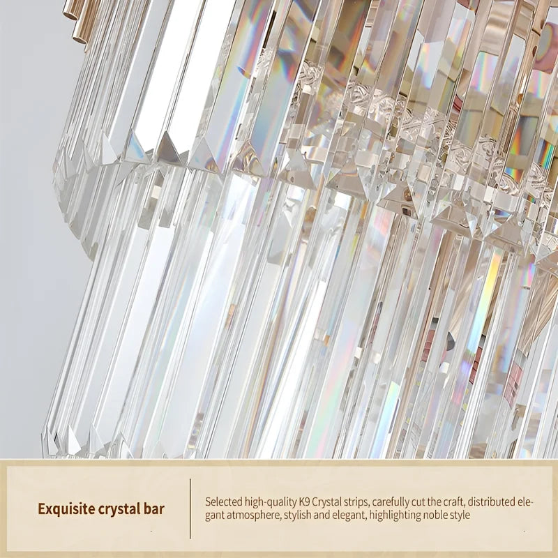 Art Deco Crystal Staircase Chandelier, Black or Gold Tiered